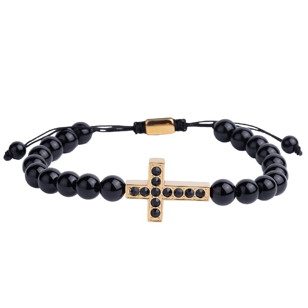 Foto 1 | Pulsera para Hombre Cruz Jade Negro Luckman