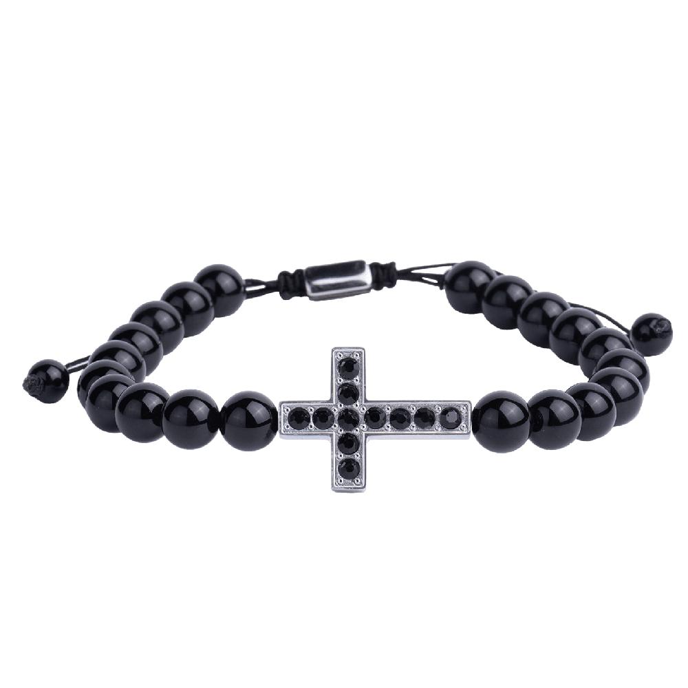 Foto 2 pulgar | Pulsera para Hombre de Cruz Jade Negro Luckman