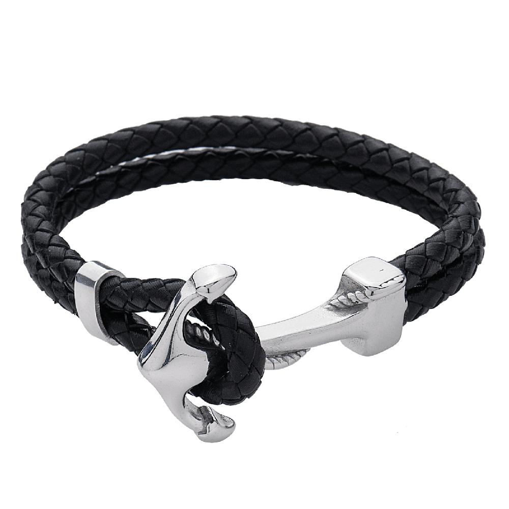 Foto 2 pulgar | Pulsera Luckman Ancor Negra de Ancla Piel Vegana para Hombre