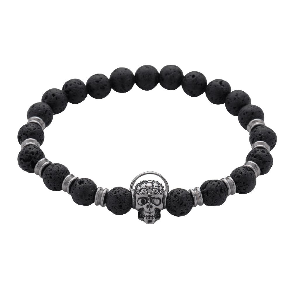 Foto 2 pulgar | Pulsera De Calavera Piedra Volcánica Luckman Modelo Parker para Hombre