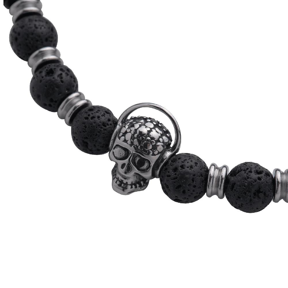 Foto 2 | Pulsera De Calavera Piedra Volcánica Luckman Modelo Parker para Hombre