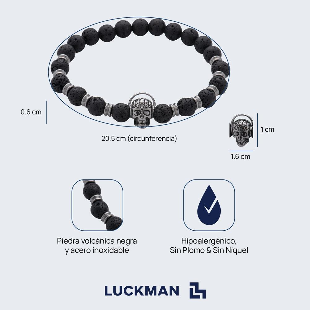 Foto 5 | Pulsera De Calavera Piedra Volcánica Luckman Modelo Parker para Hombre