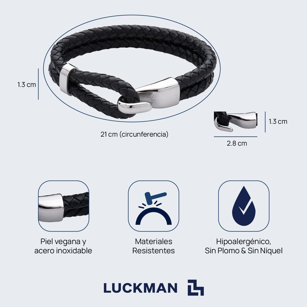 Foto 5 | Brazalete Luckman Quentin Negra Piel Vegana para Hombre