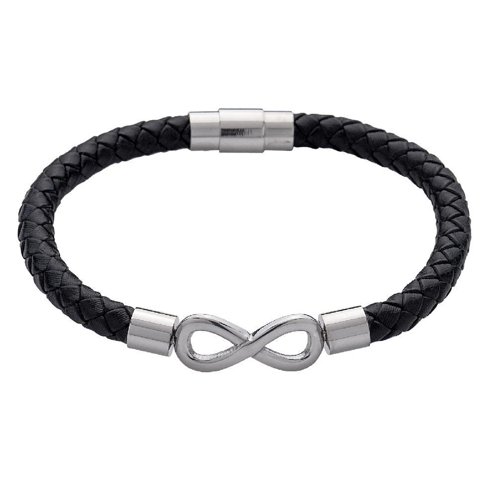 Pulsera de Infinito Owen de Piel Vegana y Acero Inoxidable para Hombre