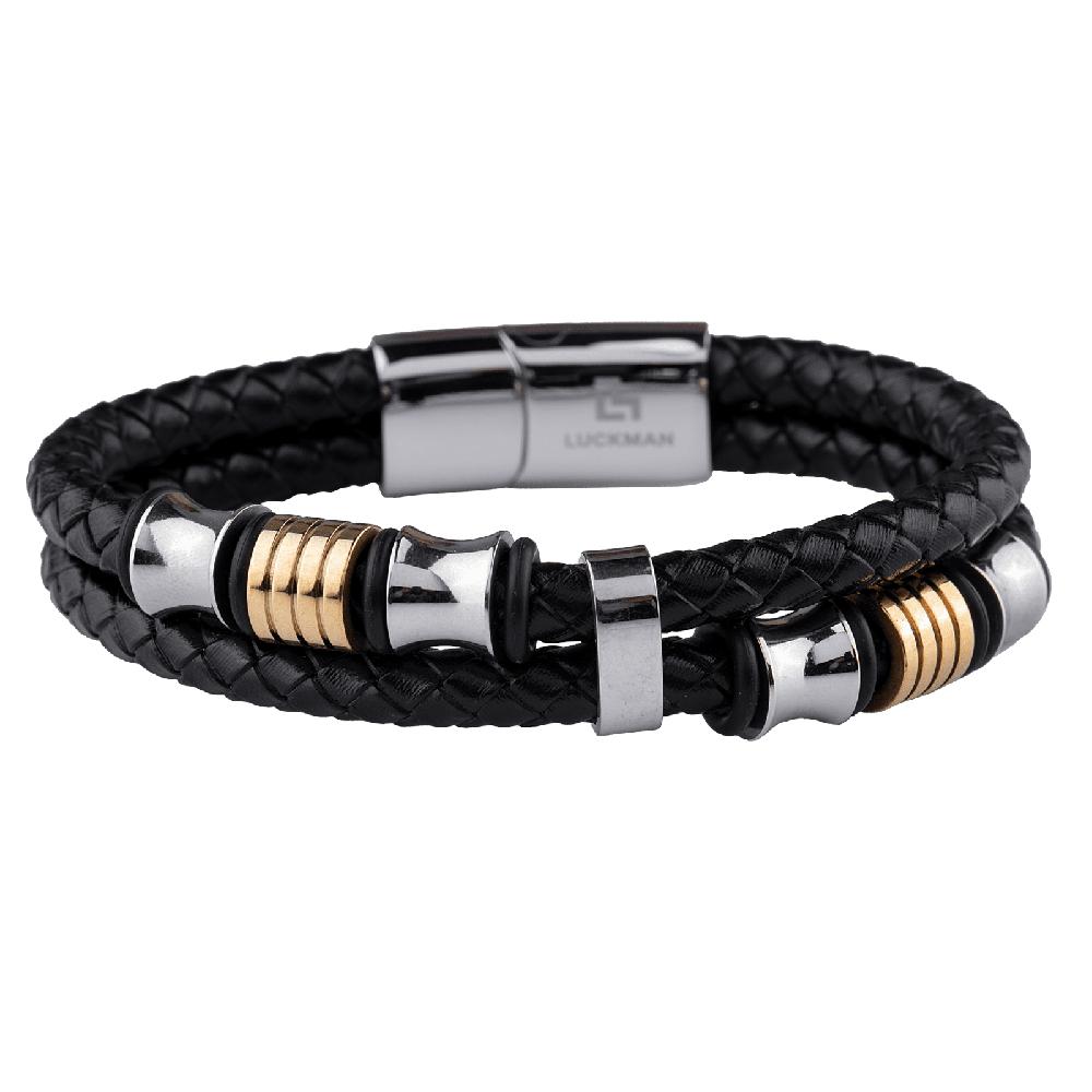 Pulsera Luckman Nolan Negra Piel Vegana para Hombre $409