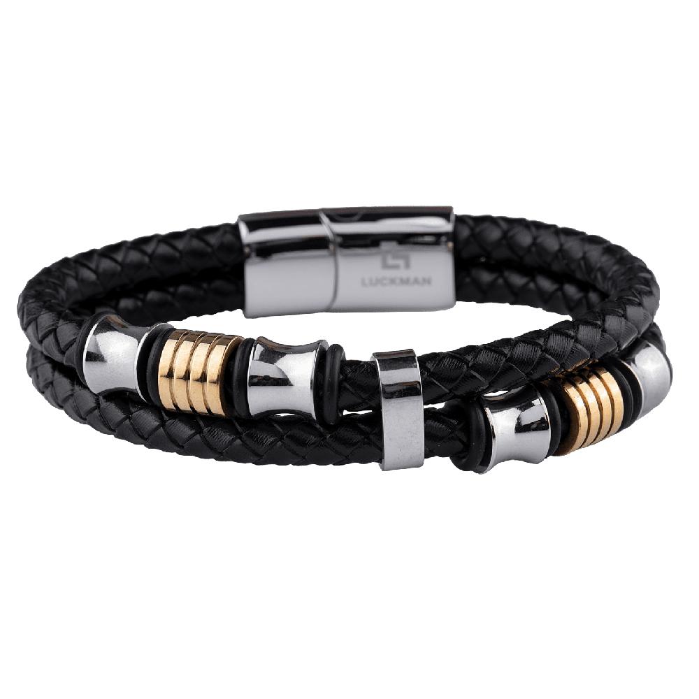 Foto 2 pulgar | Pulsera Luckman Nolan Negra Piel Vegana para Hombre