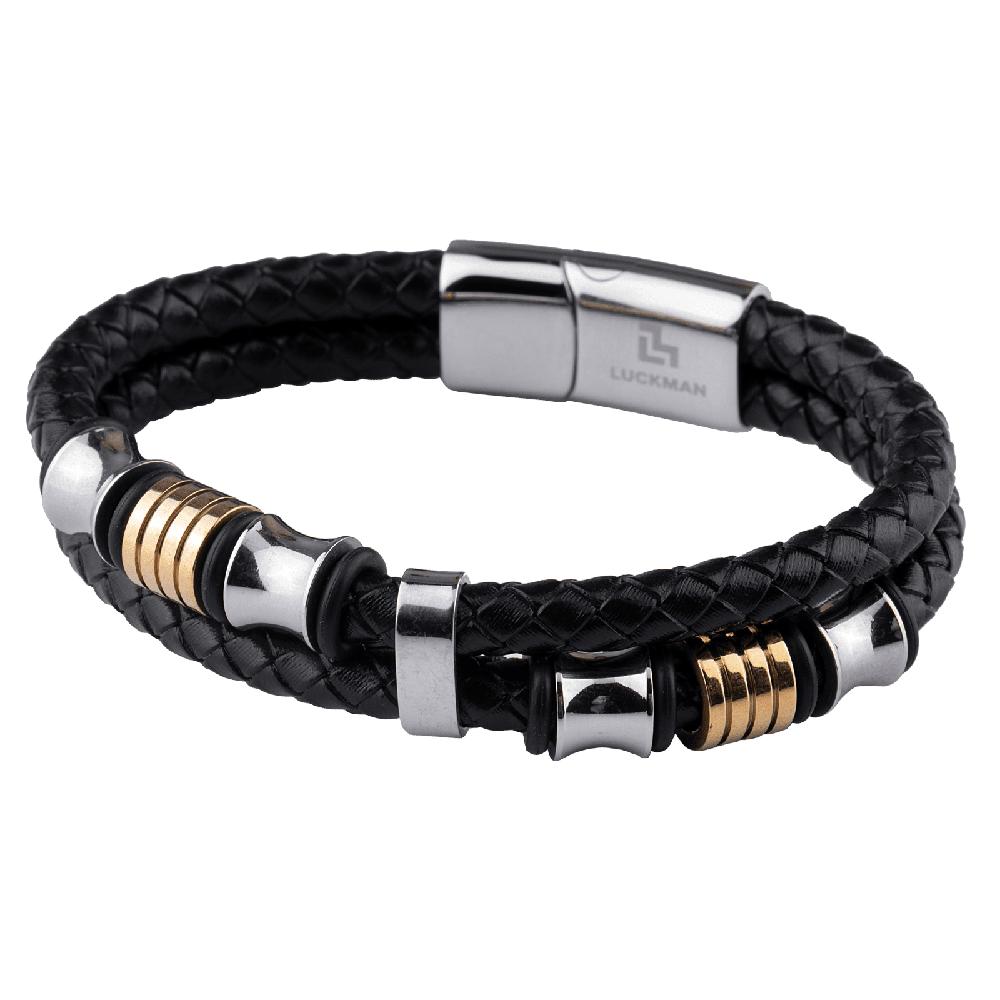 Foto 2 | Pulsera Luckman Nolan Negra Piel Vegana para Hombre