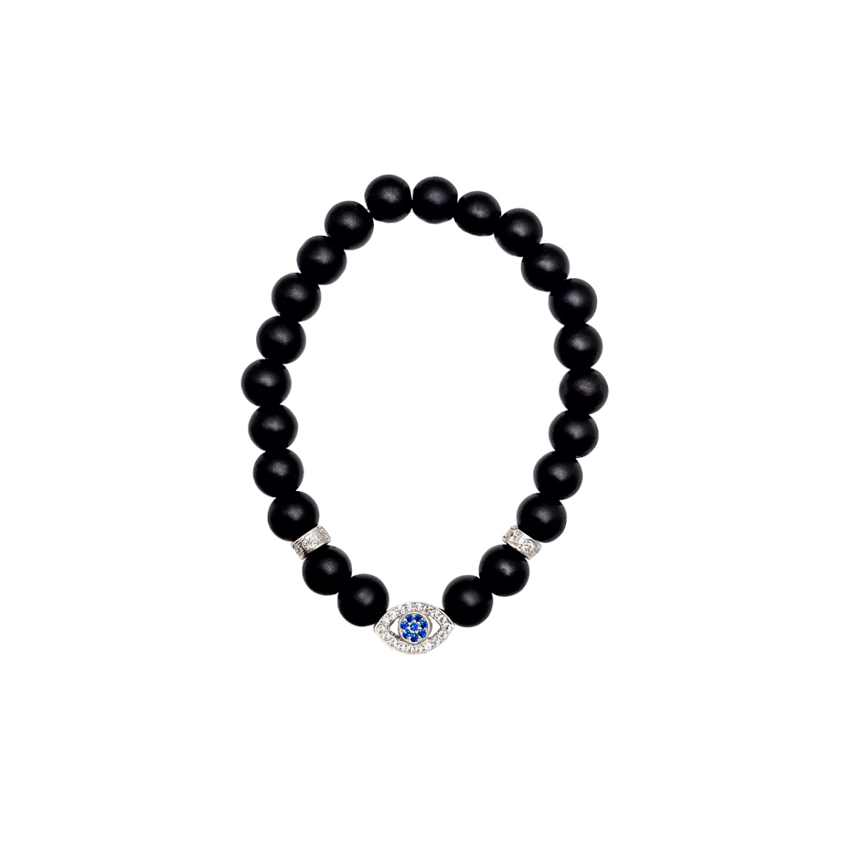 Pulsera Crixus Joyería Ojo Turco Plata .925 Ónix para Hombre