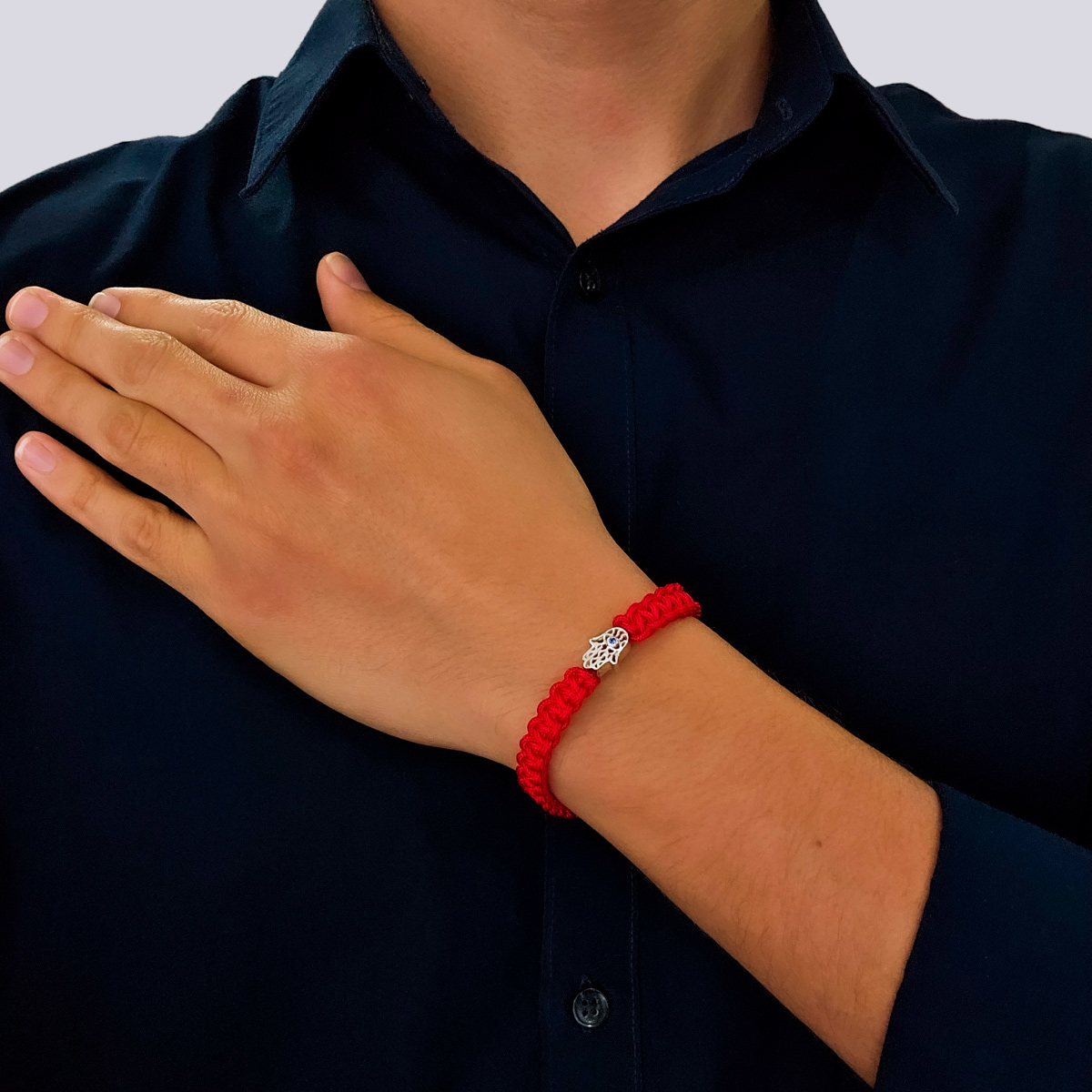 Foto 4 pulgar | Pulsera Crixus Joyería Roja Mano Fátima Hamsa para Hombre