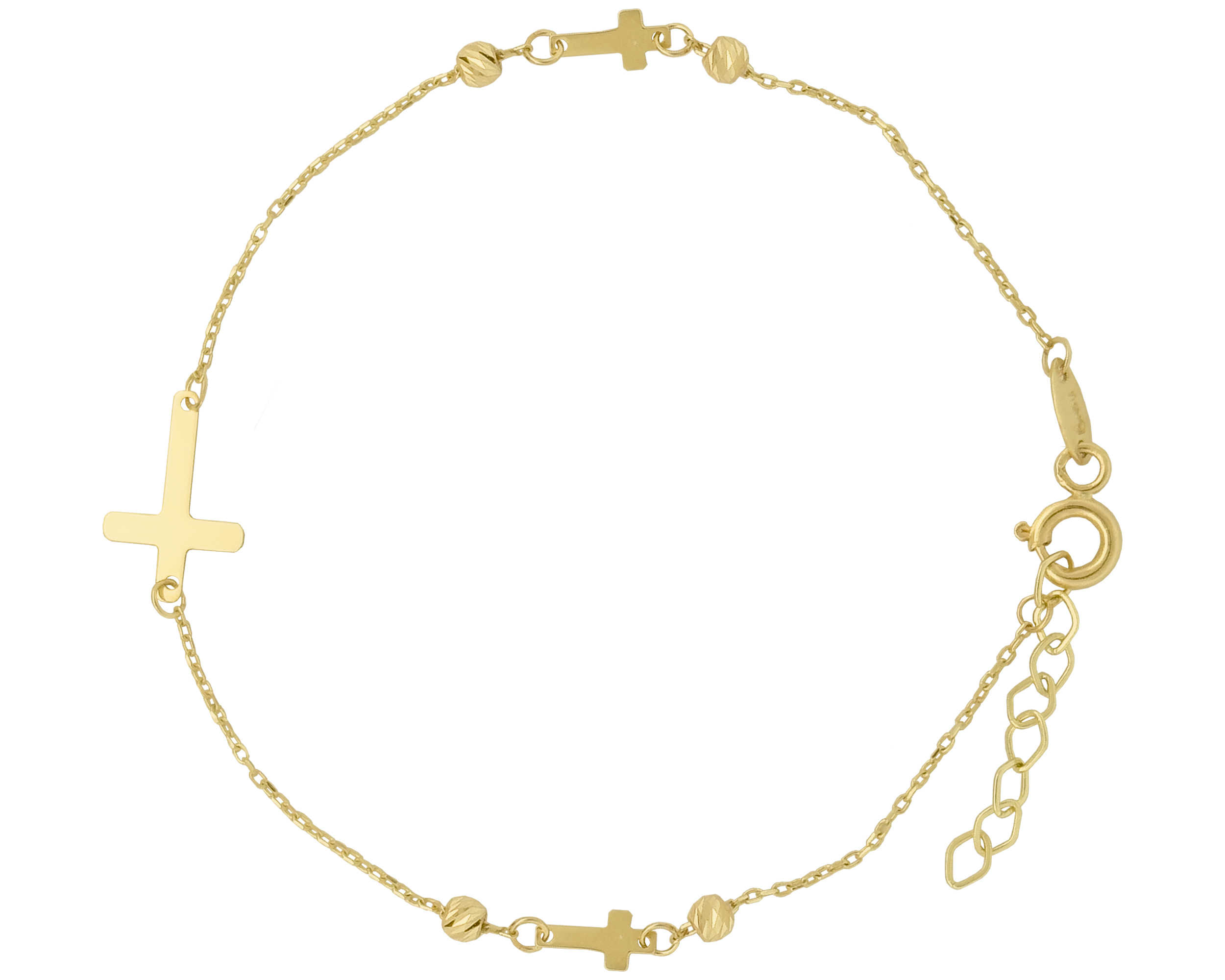 Foto 2 pulgar | Pulsera Cruces con Bolitas Diamantadas de Oro 10k Horoz Ci189