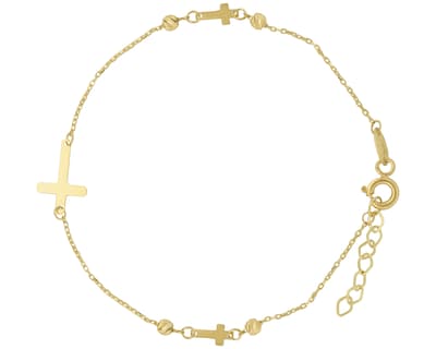 Foto 1 | Pulsera Cruces con Bolitas Diamantadas de Oro 10k Horoz Ci189