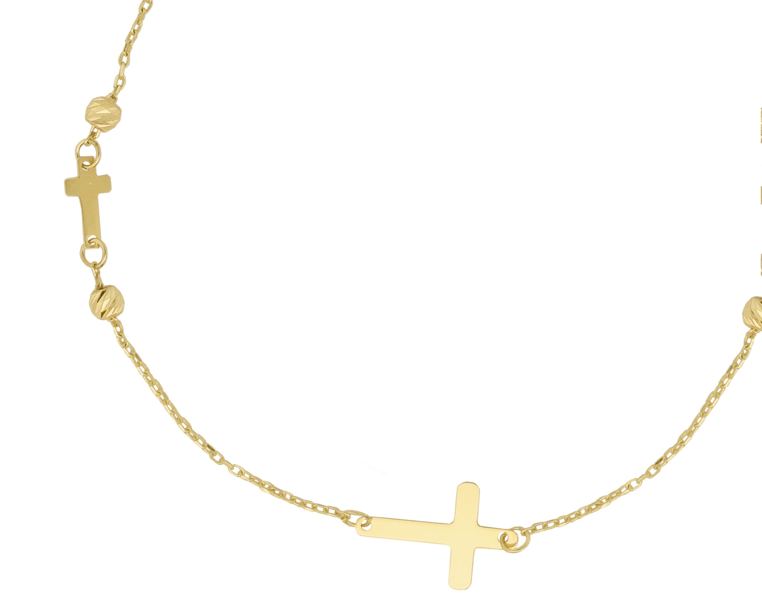 Foto 2 | Pulsera Cruces con Bolitas Diamantadas de Oro 10k Horoz Ci189