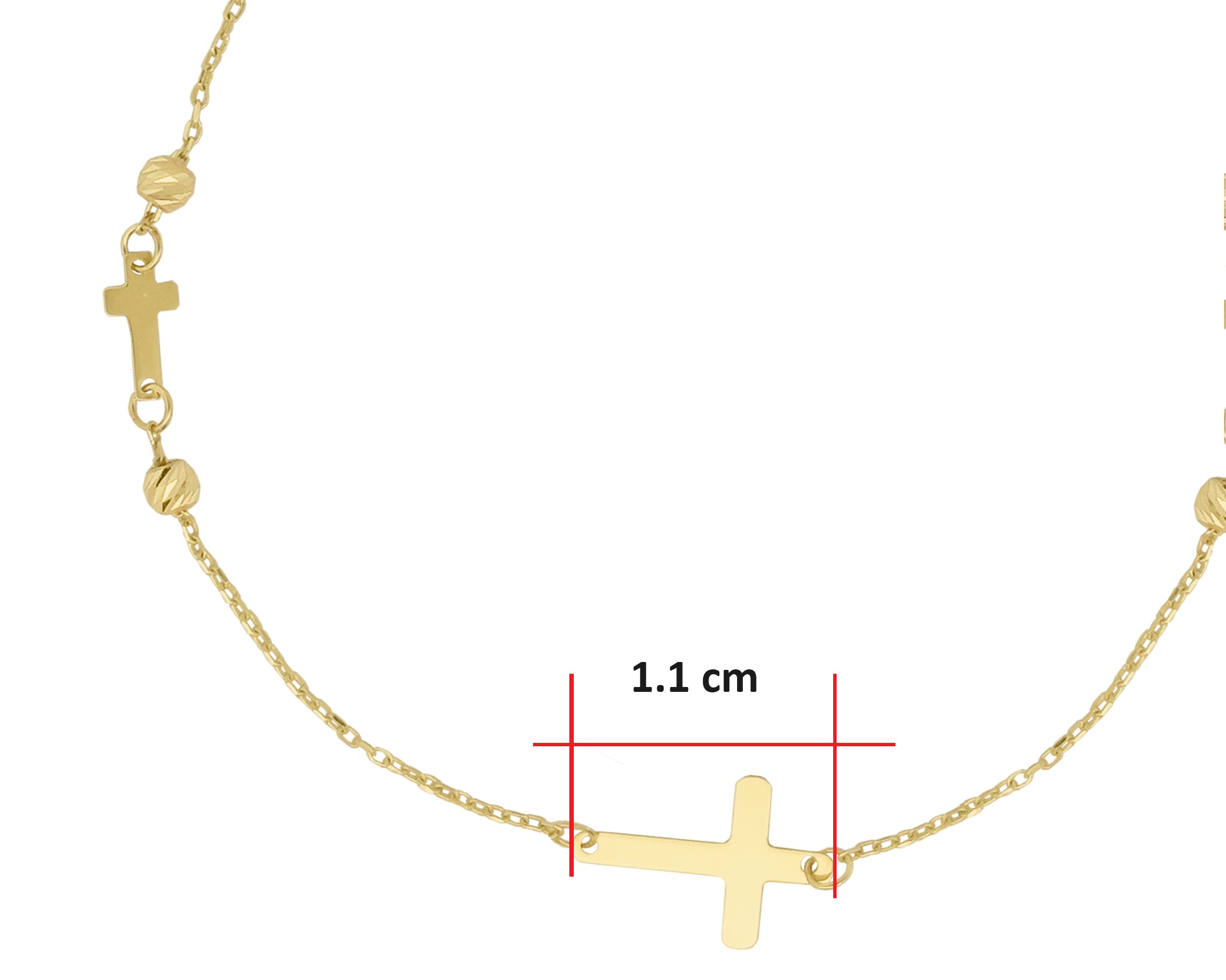 Foto 5 | Pulsera Cruces con Bolitas Diamantadas de Oro 10k Horoz Ci189