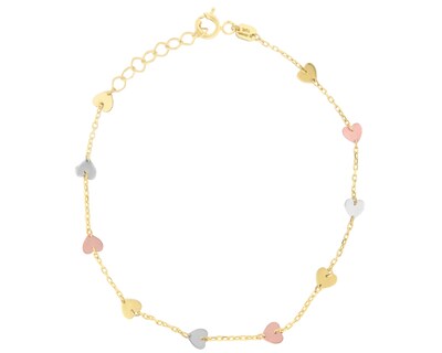 Foto 1 | Pulsera de Corazones Lisos Oro 10k Horoz Ci187