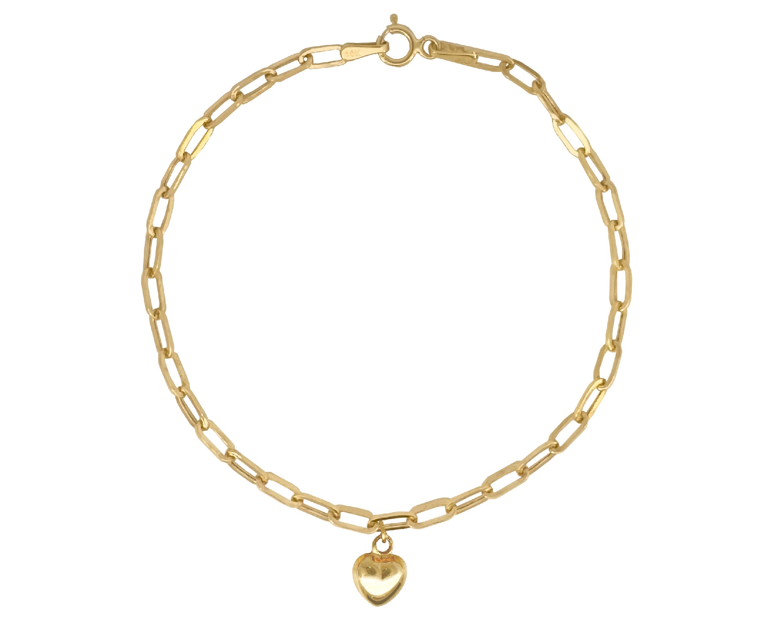 Pulsera Colguije Corazón Abombado 18cm Horoz 10k Ci215 $4,079