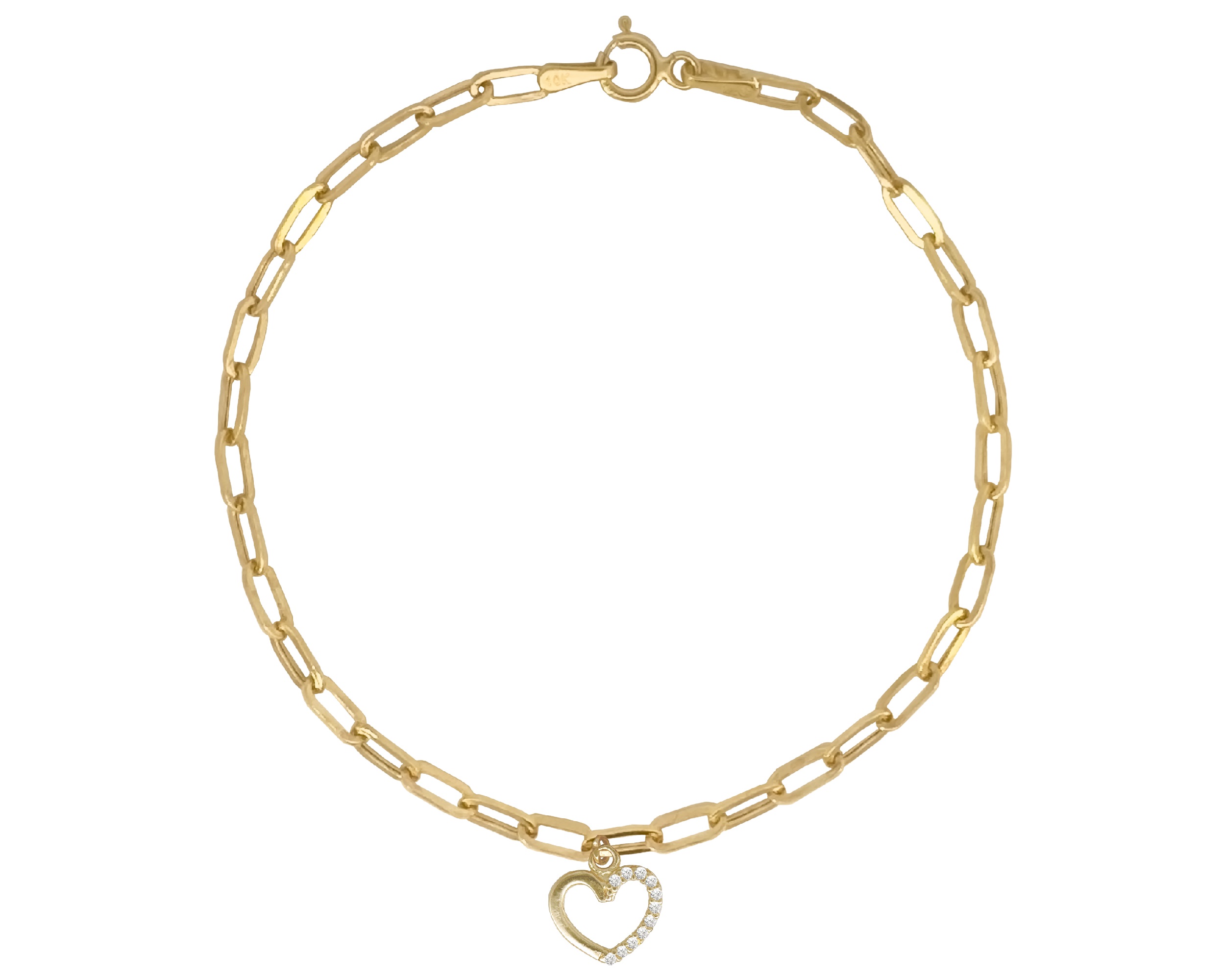 Pulsera Colguije Corazón Circonias 18cm Horoz 10k Ci216