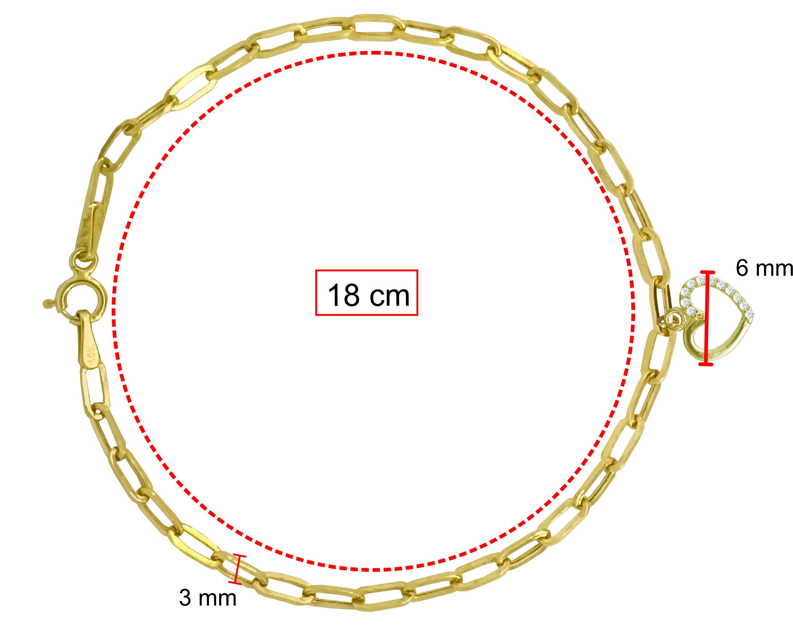 Foto 5 pulgar | Pulsera Colguije Corazón Circonias 18cm Horoz 10k Ci216