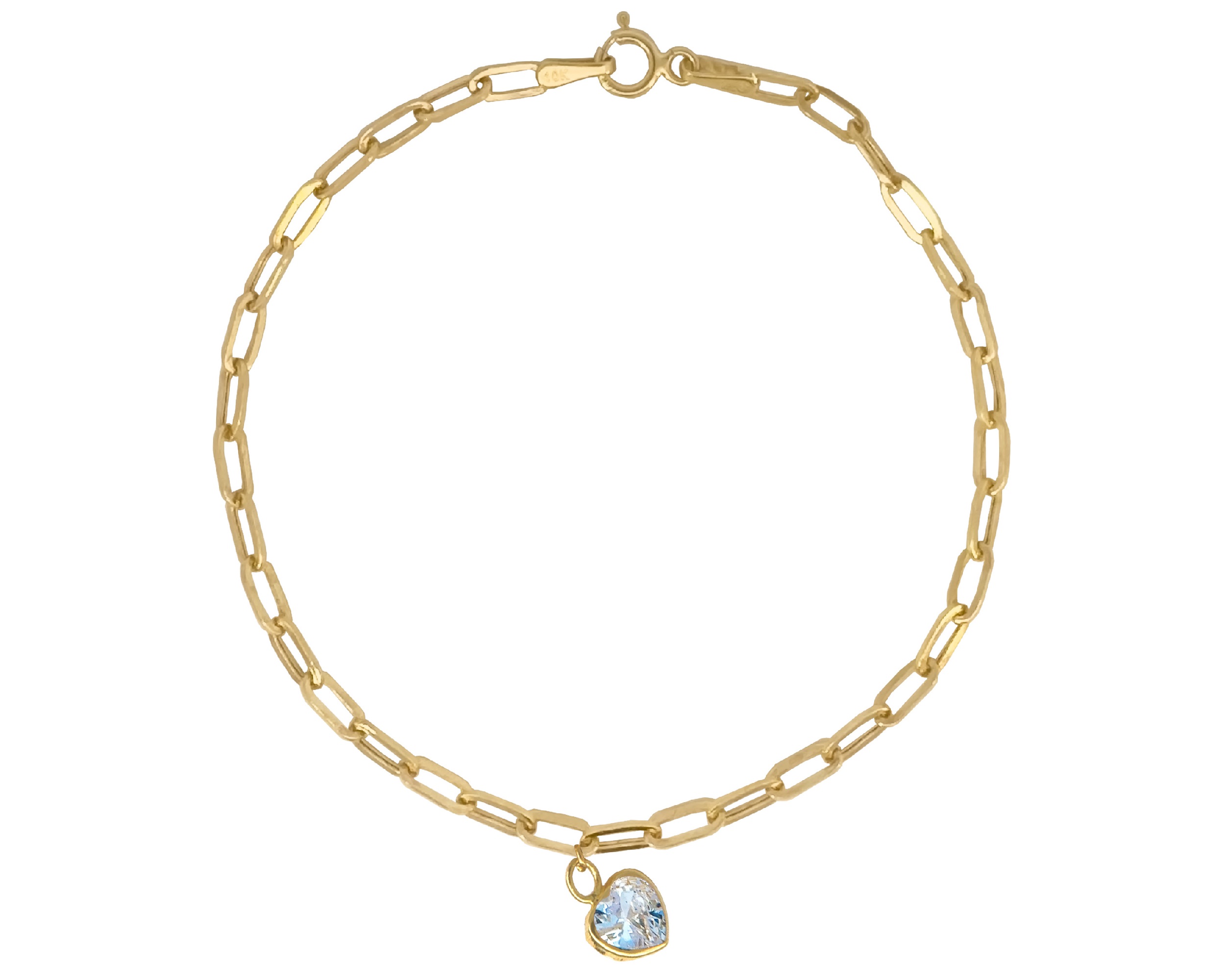 Foto 2 pulgar | Pulsera Colguije Corazón Blanco 18cm Horoz 10k Ci213