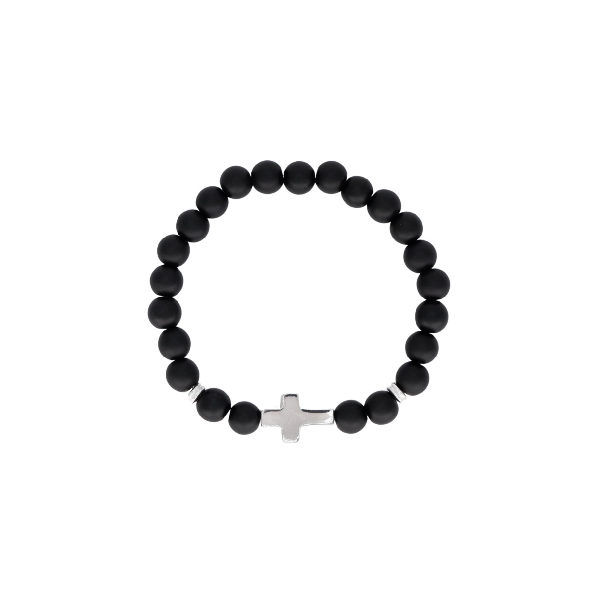 Foto 2 | Pulsera Cruz Plata .925 Piedra Ónix