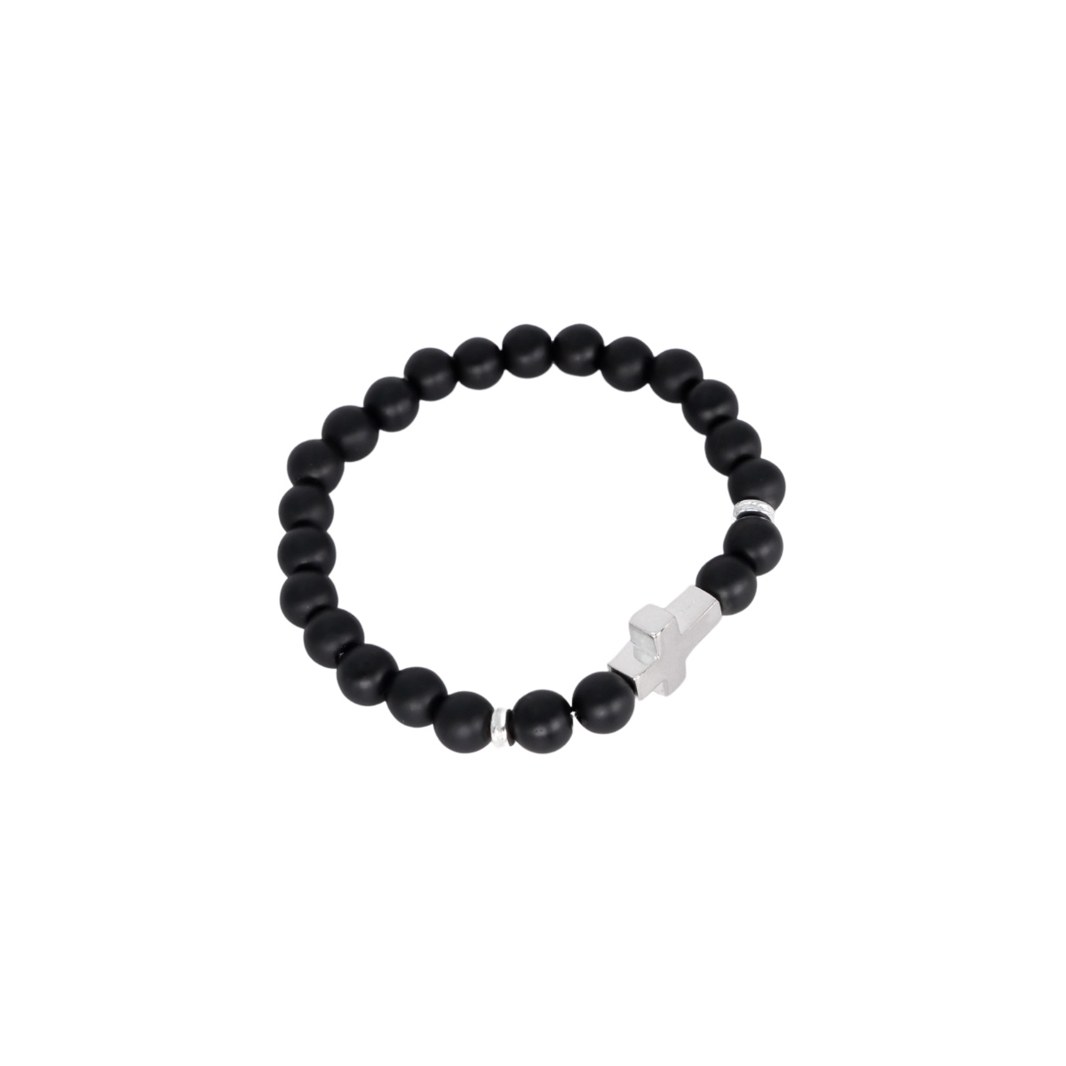Foto 4 pulgar | Pulsera Cruz Plata .925 Piedra Ónix