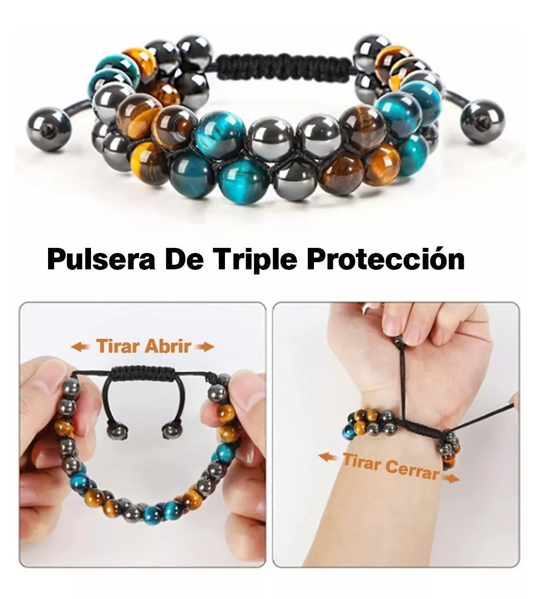 Foto 3 | Pulsera Buena Suerte Joyeria Obsidiana Hematita Ojo De Tigre