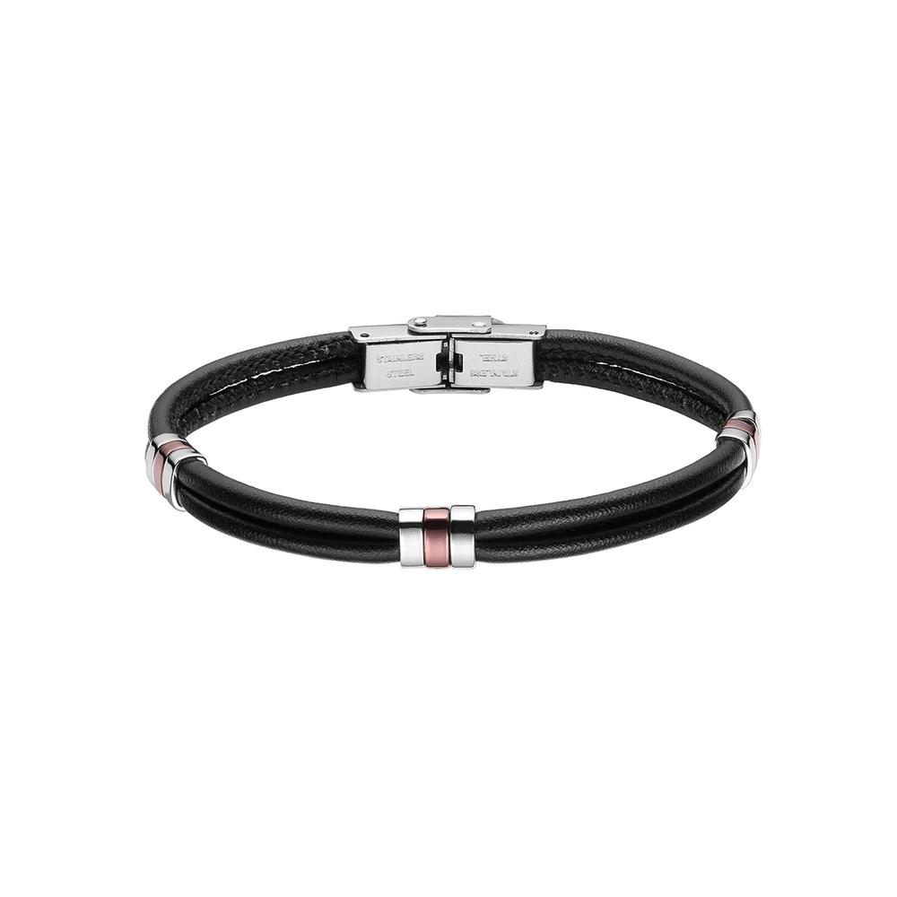 Pulsera Enso Piel Genuina Para Hombre Emb148b Color Negro