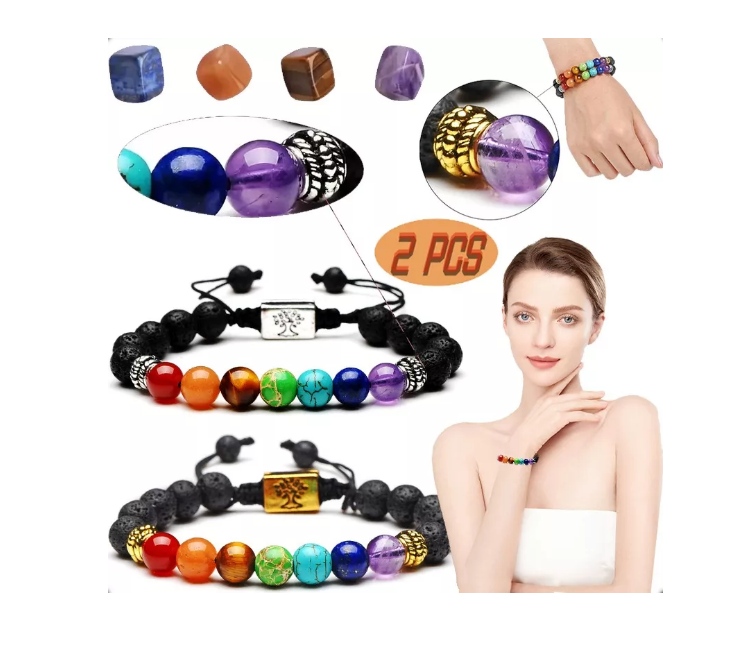 Yoga 7 Chakras Árbol De La Vida Pulsera Tratamiento De Reiki