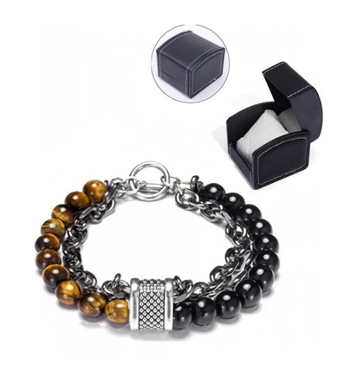 Pulsera Ojo de Tigre Obsidiana Ajustable Unisex