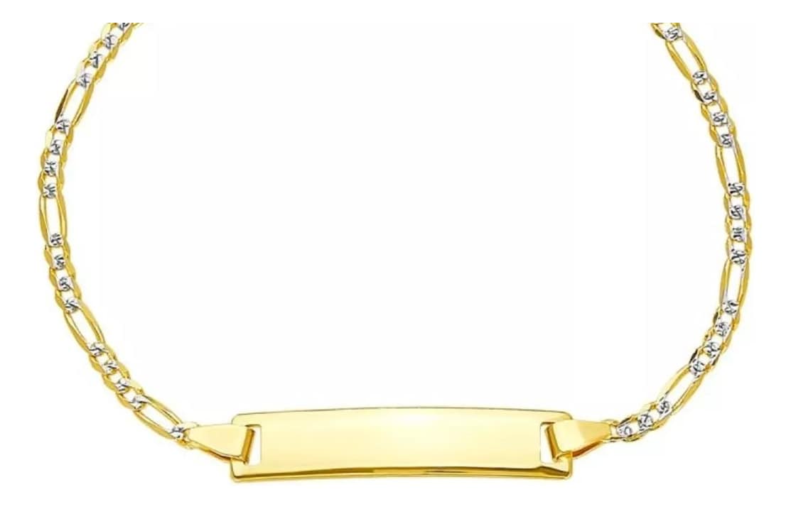 Esclava Italiana Figaro Pave de 10 Quilates 2.6mm 16 cm $4,599
