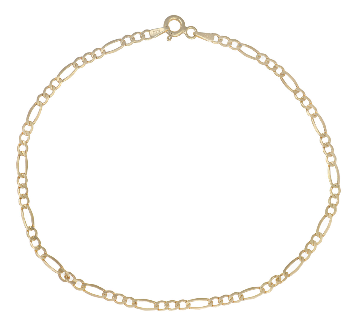 Pulsera Italiana Fígaro Hueca de 10 Quilates 2.6mm 18 cm