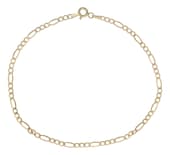 Pulsera Italiana Fígaro Hueca de 10 Quilates 2.6mm 18 cm