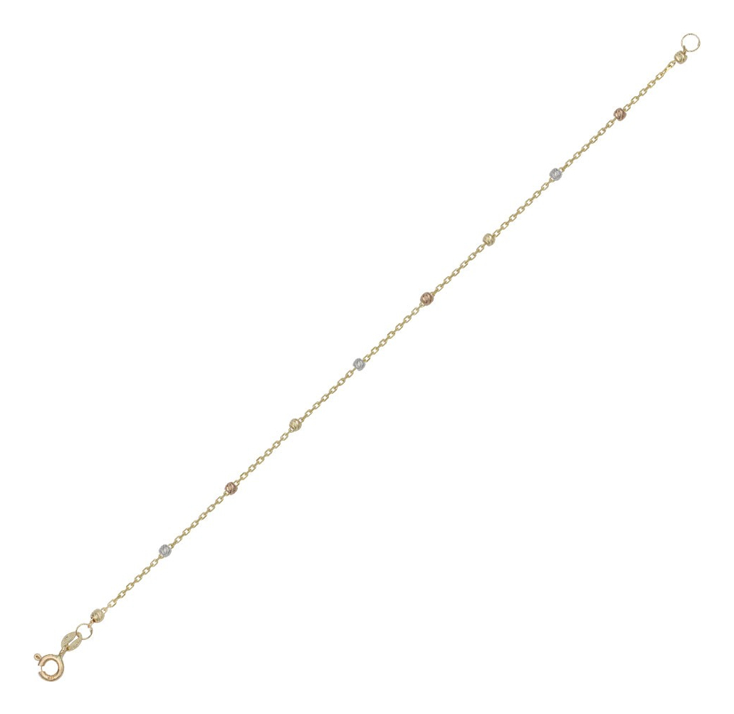 Esclava Viviana De Oro De 14k De 18 Cm Con Bola 2.5mm