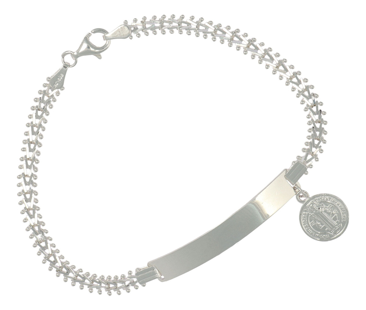 Foto 2 pulgar | Pulsera De Plata 925 Estilo Petatillo Para Mujer Con Medalla