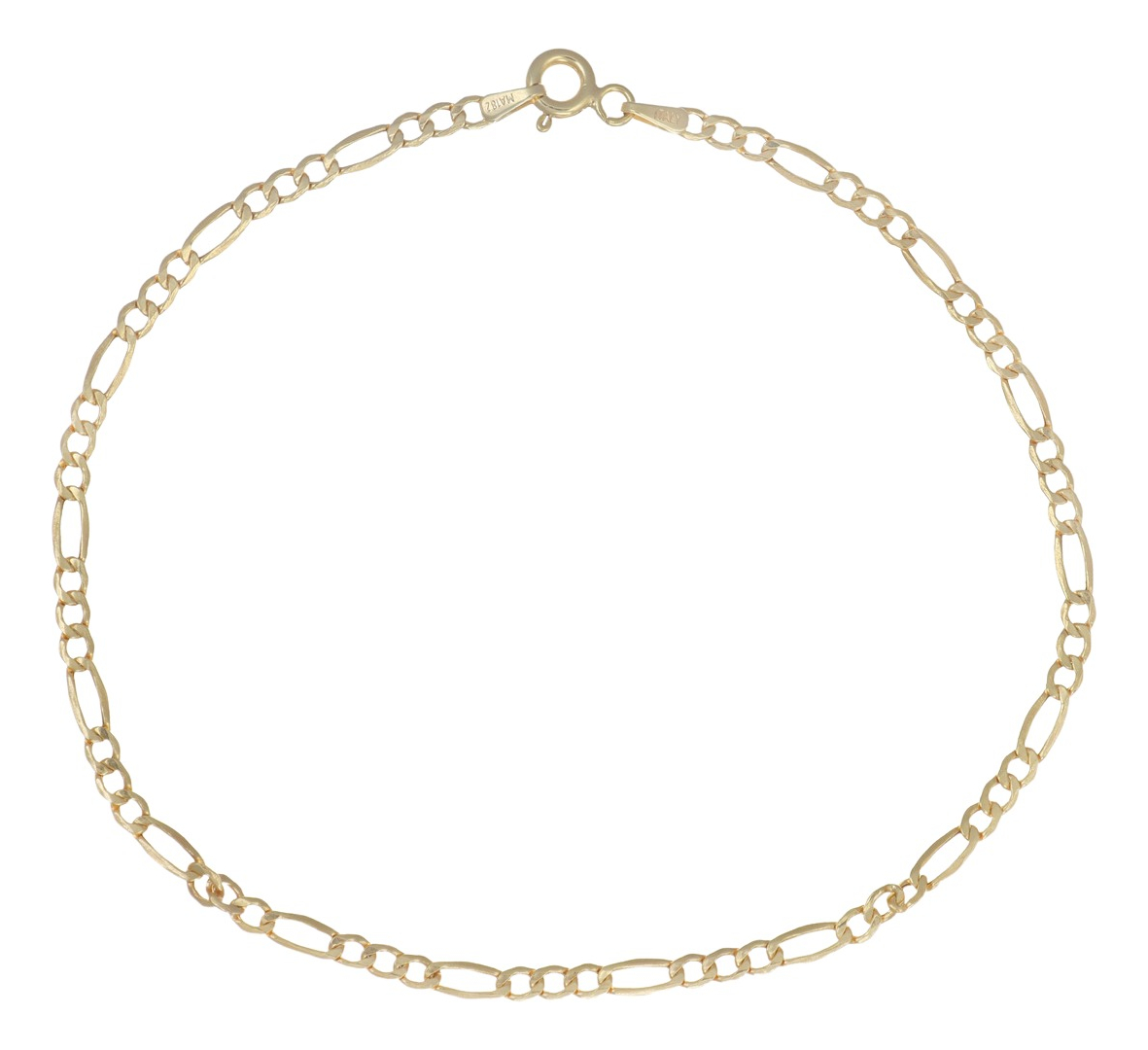 Pulsera Italiana Figaro Hueca de 10 Quilates 2.6 mm 21.5 Cm