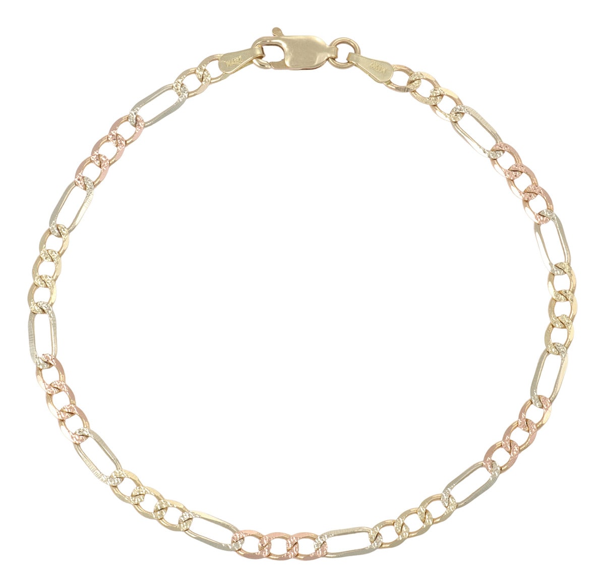 Pulsera Italiana 3x1 Tricolor De 10 Quilates 3.3mm, 18.5cm $6,599
