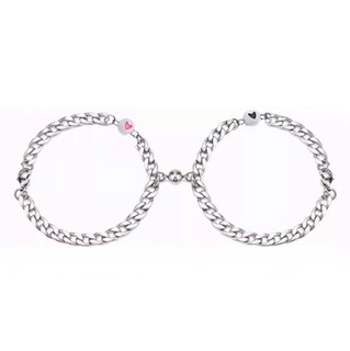 Foto 1 | Set De 2 Pulseras Para Parejas Inoxidable Imán Brilla Oscuridad Plata