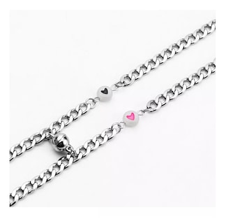 Foto 3 | Set De 2 Pulseras Para Parejas Inoxidable Imán Brilla Oscuridad Plata