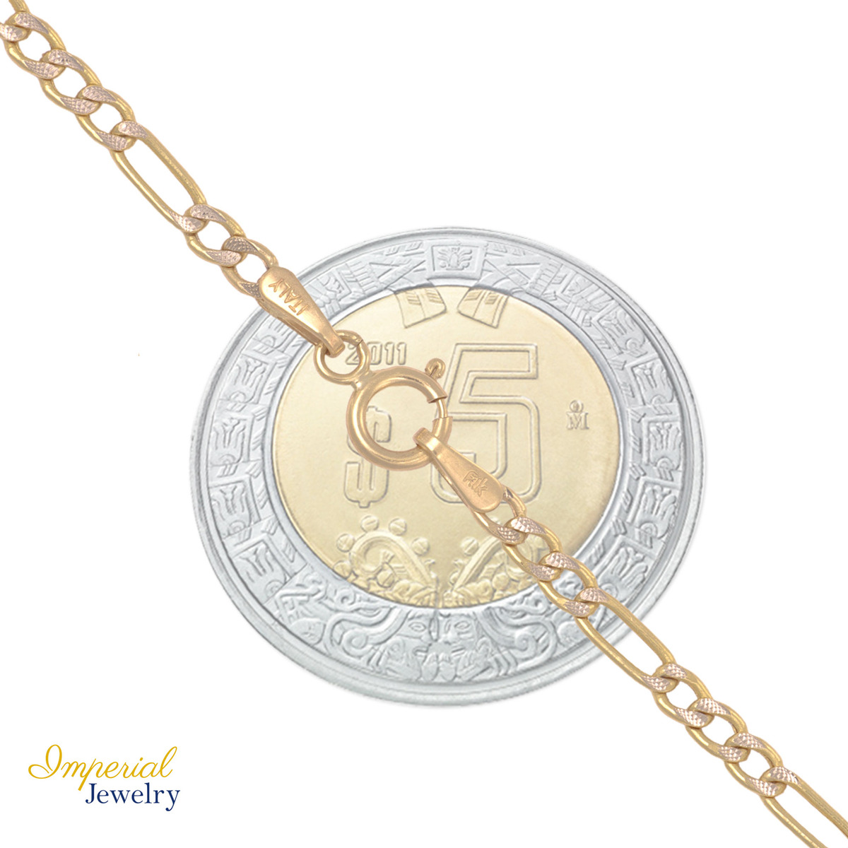 Foto 4 pulgar | Pulsera Italiana Figaro Pave 10 Quilates 18.5 Cm