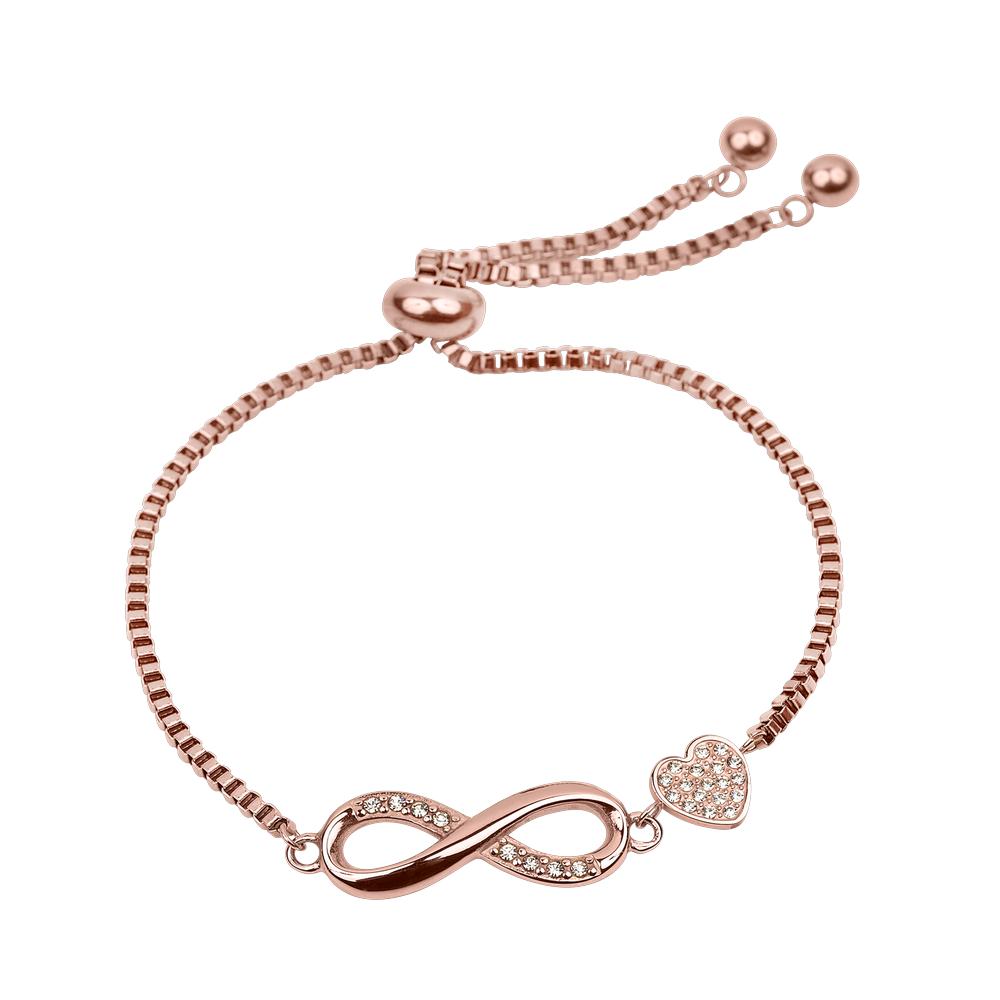 Pulsera Mujer Corazón Infinito Zirconia Regalo Novia Luckyly Angie Oro