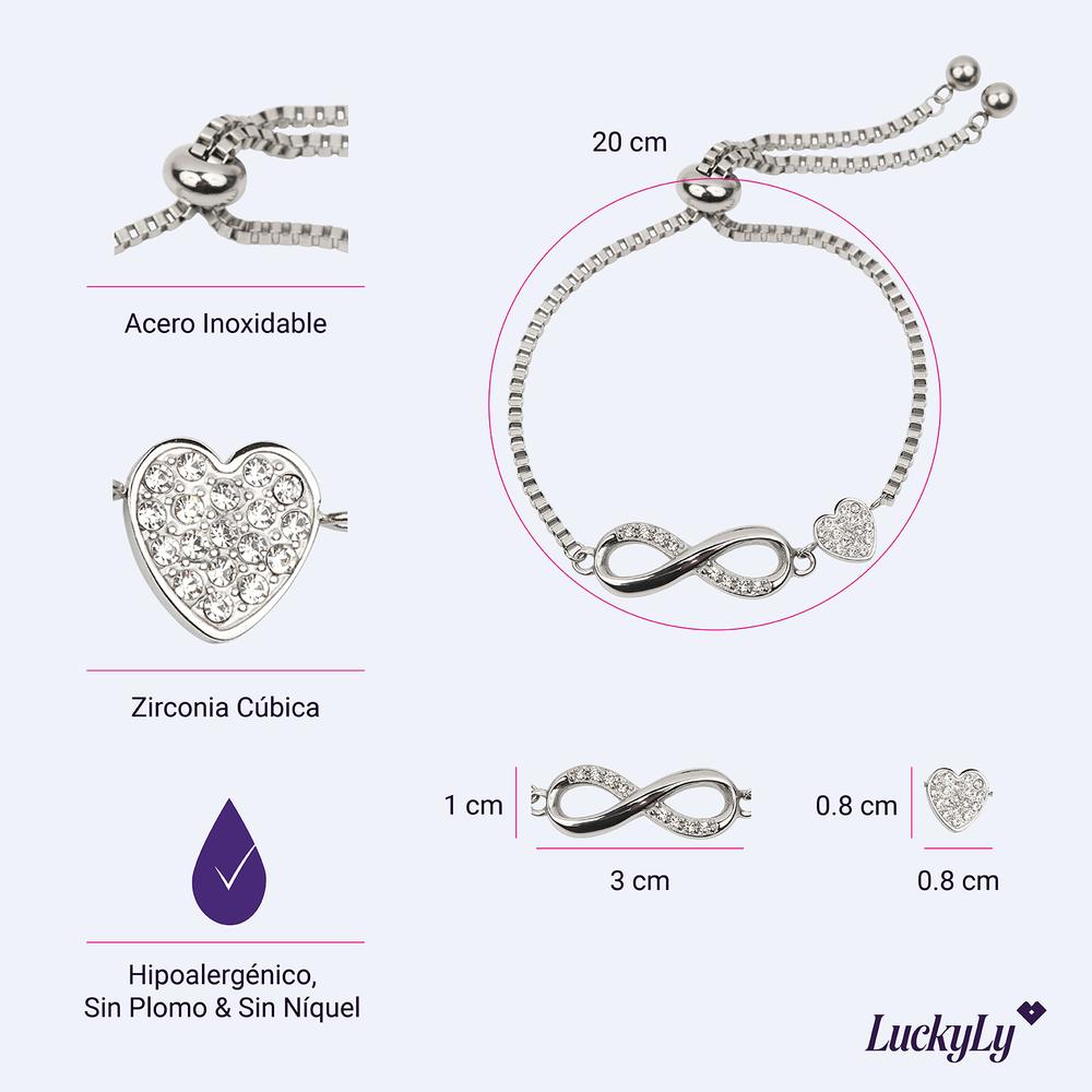 Foto 6 pulgar | Pulsera Mujer Corazón Infinito Zirconia Regalo Novia Luckyly Angie Oro