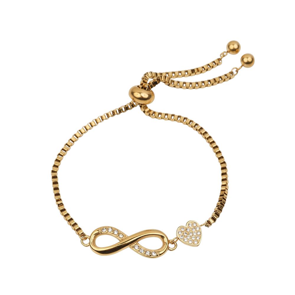 Pulsera Mujer Corazón Infinito Zirconia Regalo Novia Luckyly Angie Oro