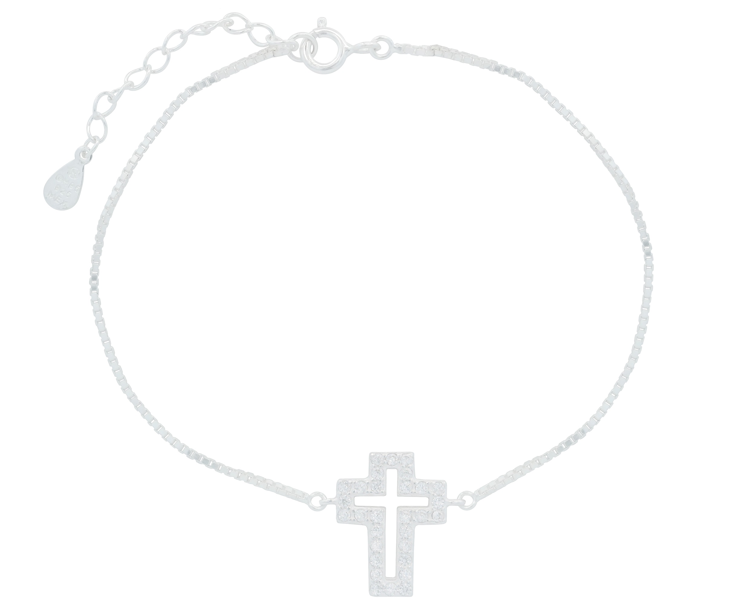 Pulsera Cruz Circonias 18cm Horoz Plata .925 Cp605