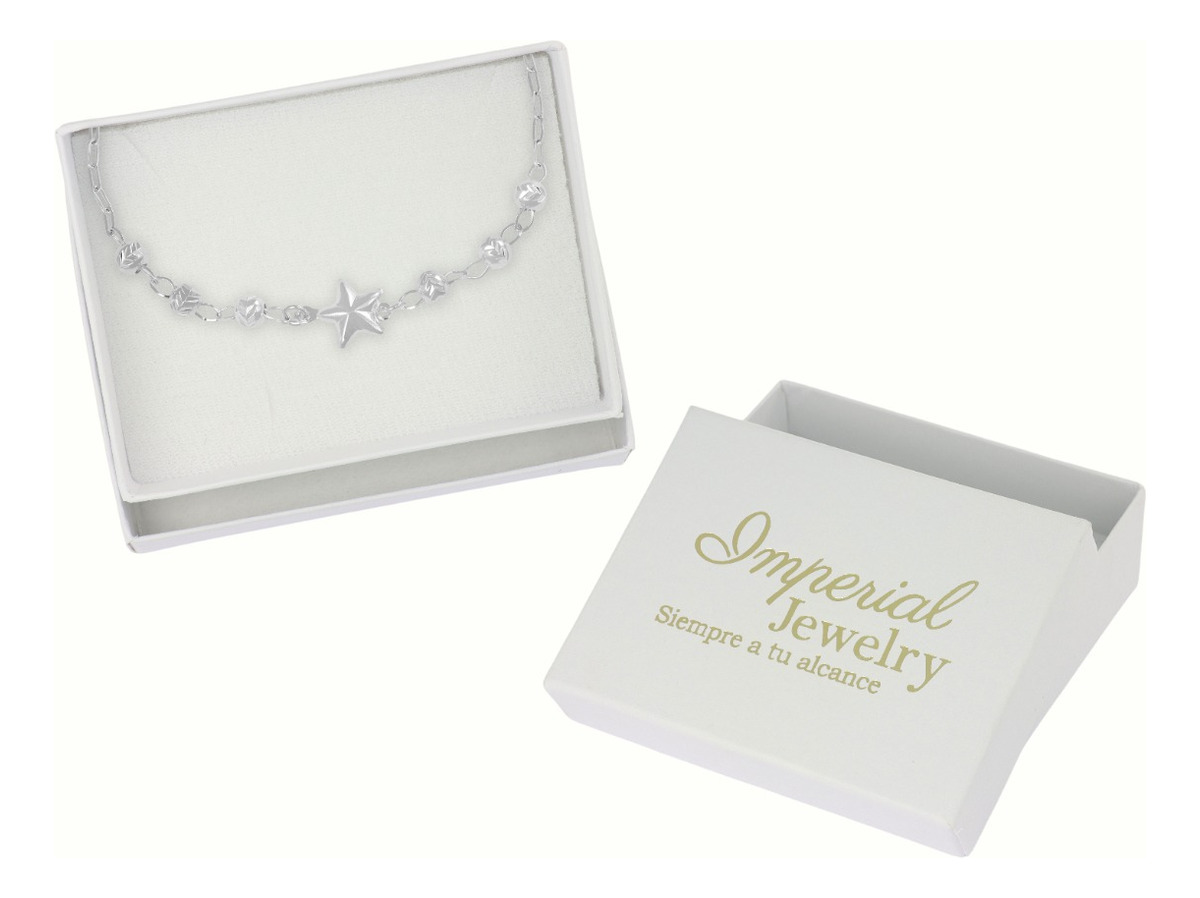 Foto 5 pulgar | Pulsera De Plata 925 Con Estrella Y Bola Diamantada 18 Cm