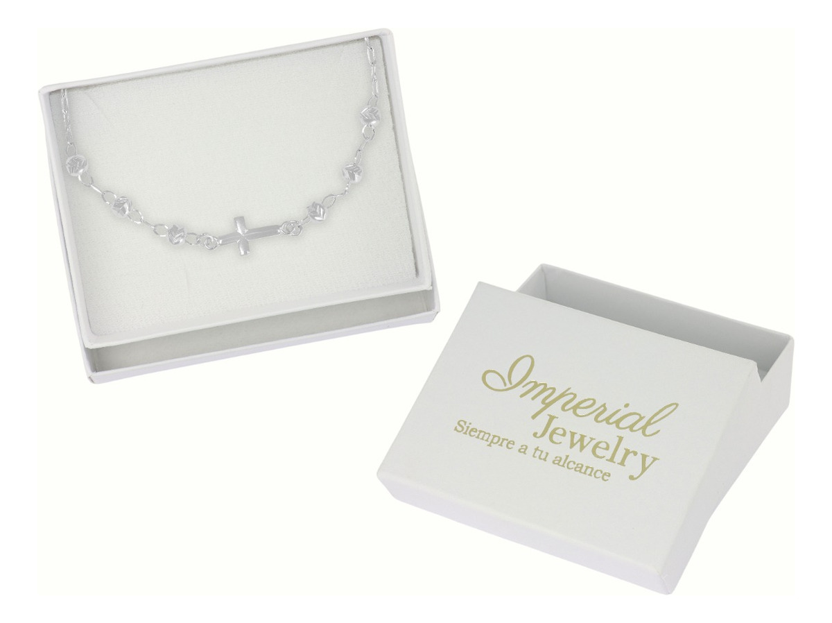 Foto 4 | Pulsera De Plata 925 Con Cruz Y Bola Diamantada 18 Cm