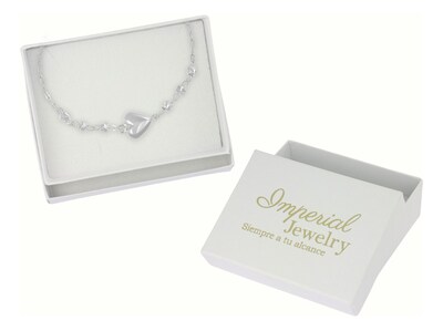 Foto 4 | Pulsera De Plata 925 Con Corazon Y Bola Diamantada 18 Cm