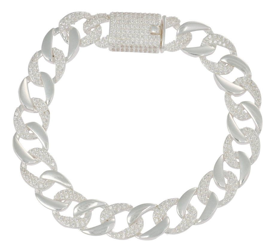 Foto 1 | Pulsera Turca De Plata 925 Barbada Con Zirconia De 20 Cm