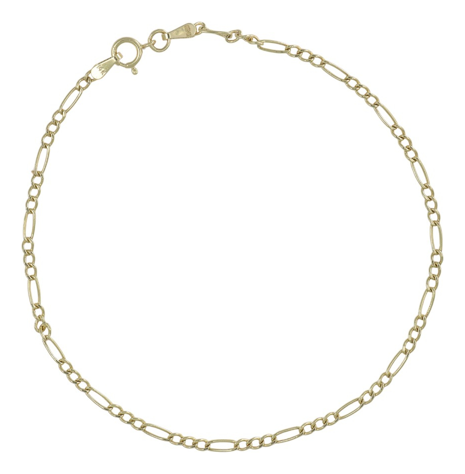 Foto 1 | Pulsera De Oro 14k Figaro Solida De 18.5 Cm Calibre 2mm