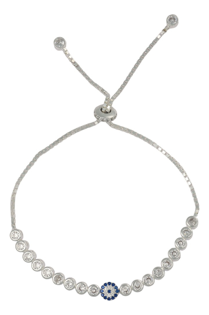 Foto 1 | Pulsera De Plata 925 De Ojo Turco Con Zirconia Blanca Y Azul