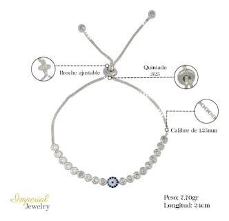 Foto 2 | Pulsera De Plata 925 De Ojo Turco Con Zirconia Blanca Y Azul