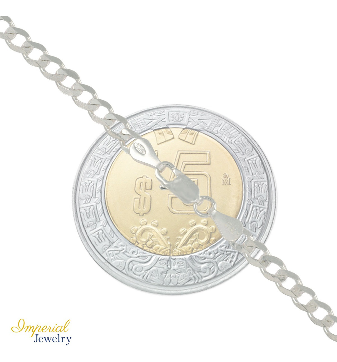 Foto 4 | Pulsera Italiana De Plata 925 Estilo Barbada De 21cm, 4.1mm